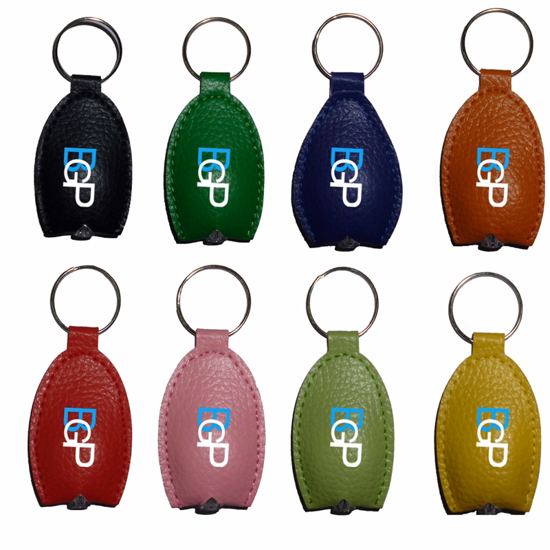 LED Flashlight Leather Keychain