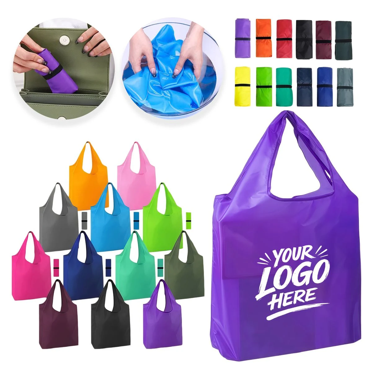 Foldable Eco Polyester Shopping Tote Bag Reusable 1