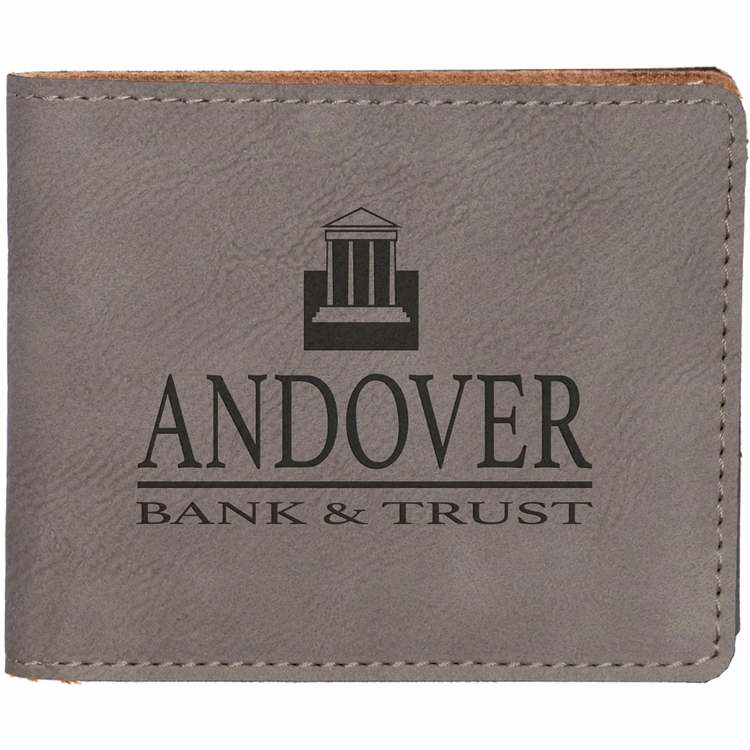 Gray Leatherette Bi-Fold Wallet