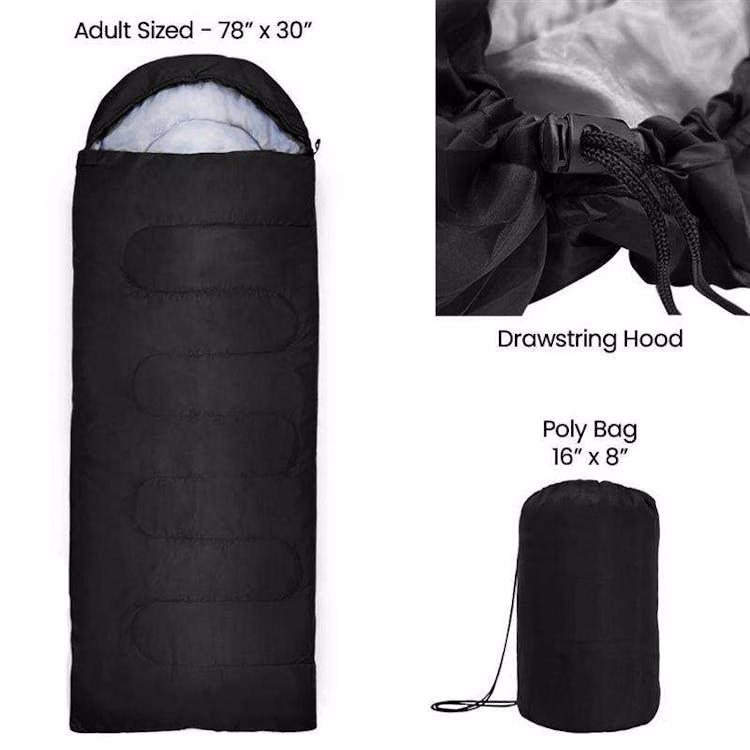 America's Suppliers Sleeping Bags - Black 32 Temperature Rating - 78" x 30"