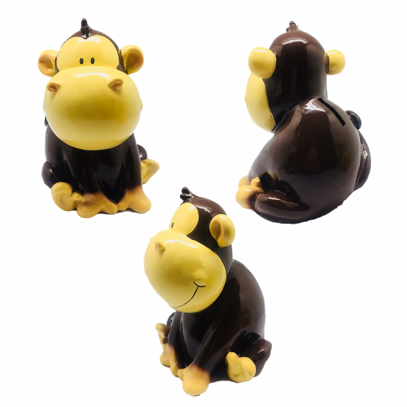 7" Poly-Resin Whimsical Monkey Money Bank