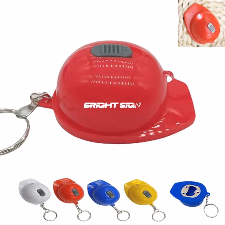 Helmet-Shaped LED Bottle Opener Keychain