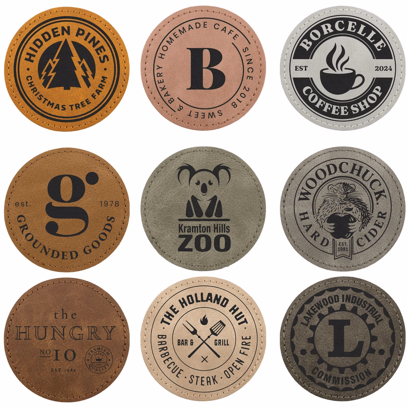 3" Creekside Collection Leatherette Round Patch with Adhesive