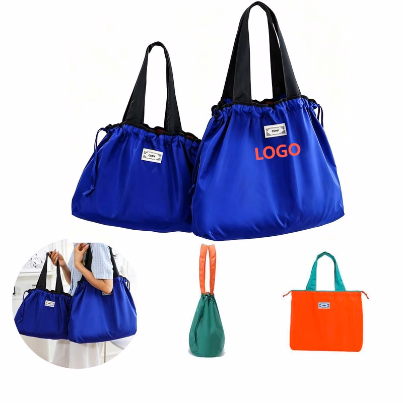 Custom Folding Polyester Drawstring Tote Bag
