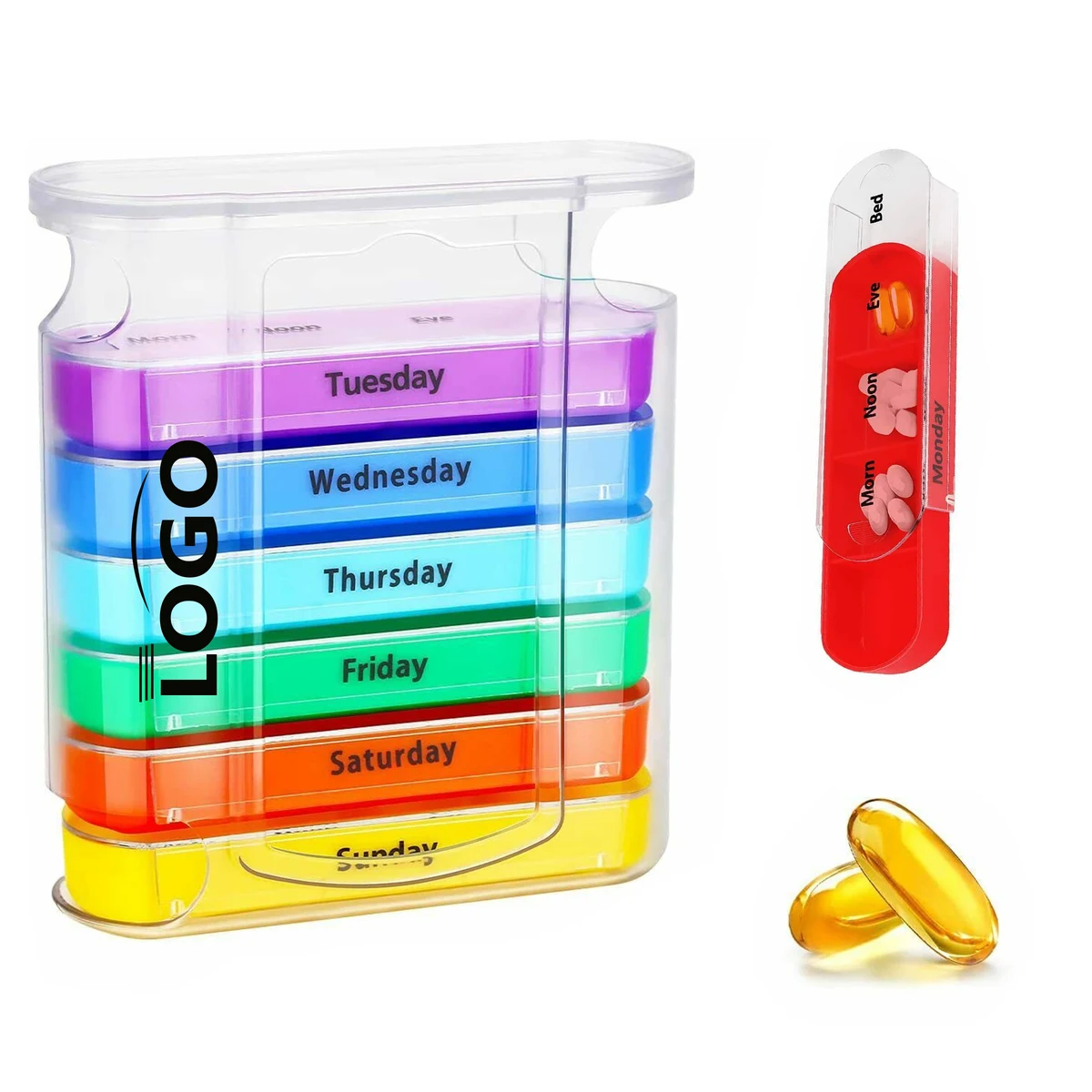 Portable Pill Organizer ?C 7 Compartments for Each Day 1