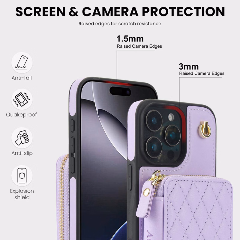 Diagonal Zipper Wallet Phone Protective Case