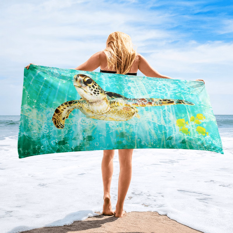 25"x 50" Sublimated Microfiber Terry Beach Towel