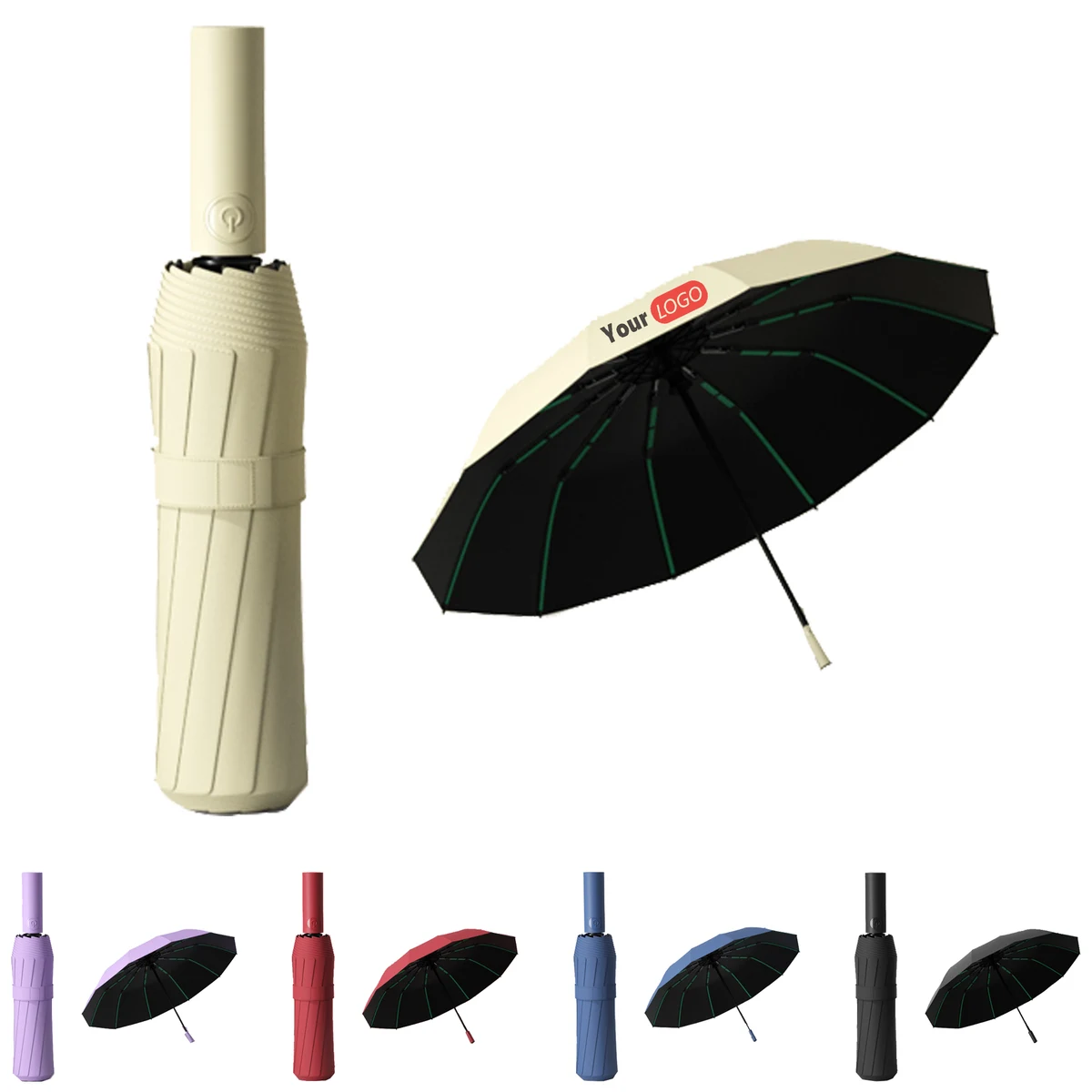 MOQ 5pcs 12-Rib Windproof Umbrella 1