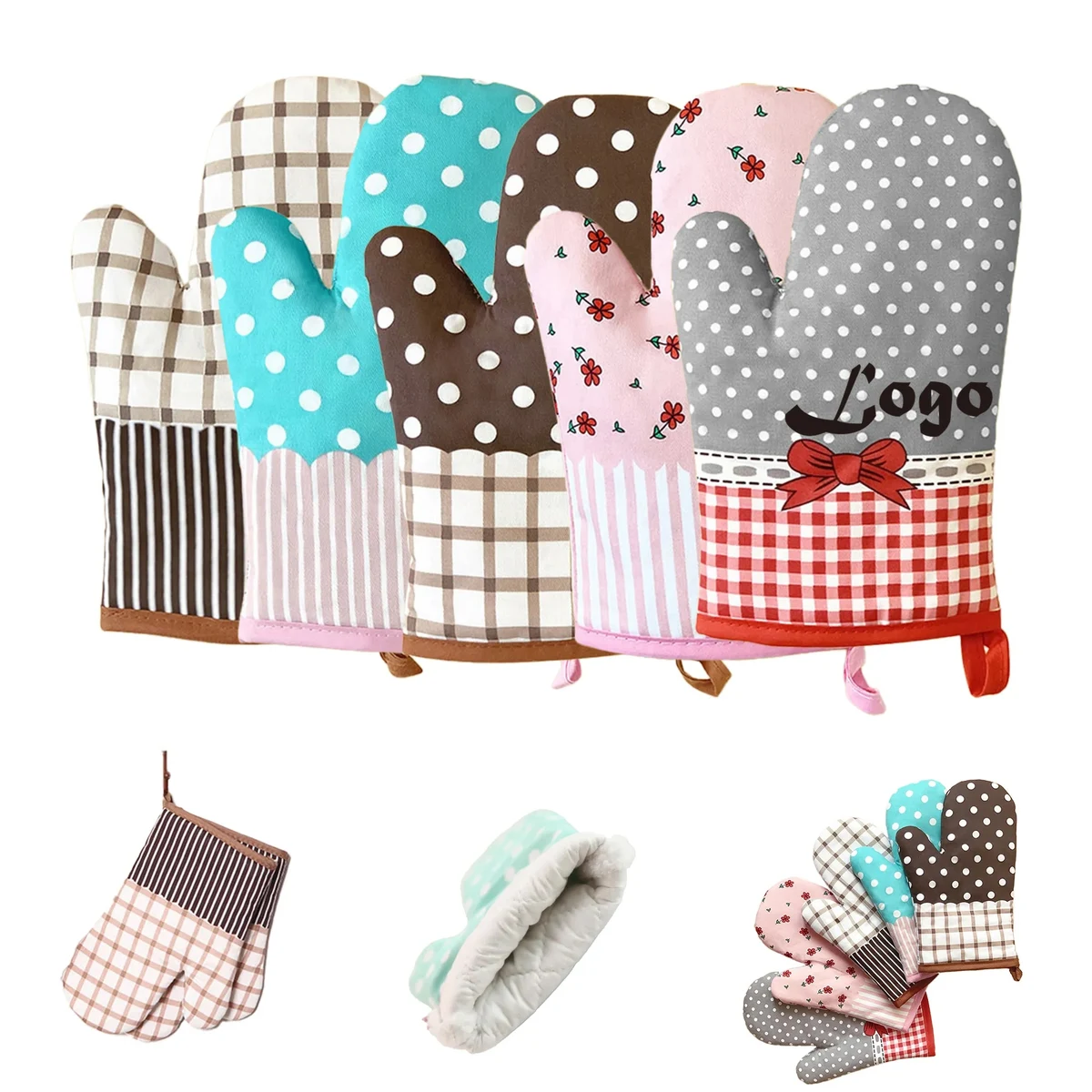Country Style Cotton Oven Mitts - Heat Resistant and Durable 1