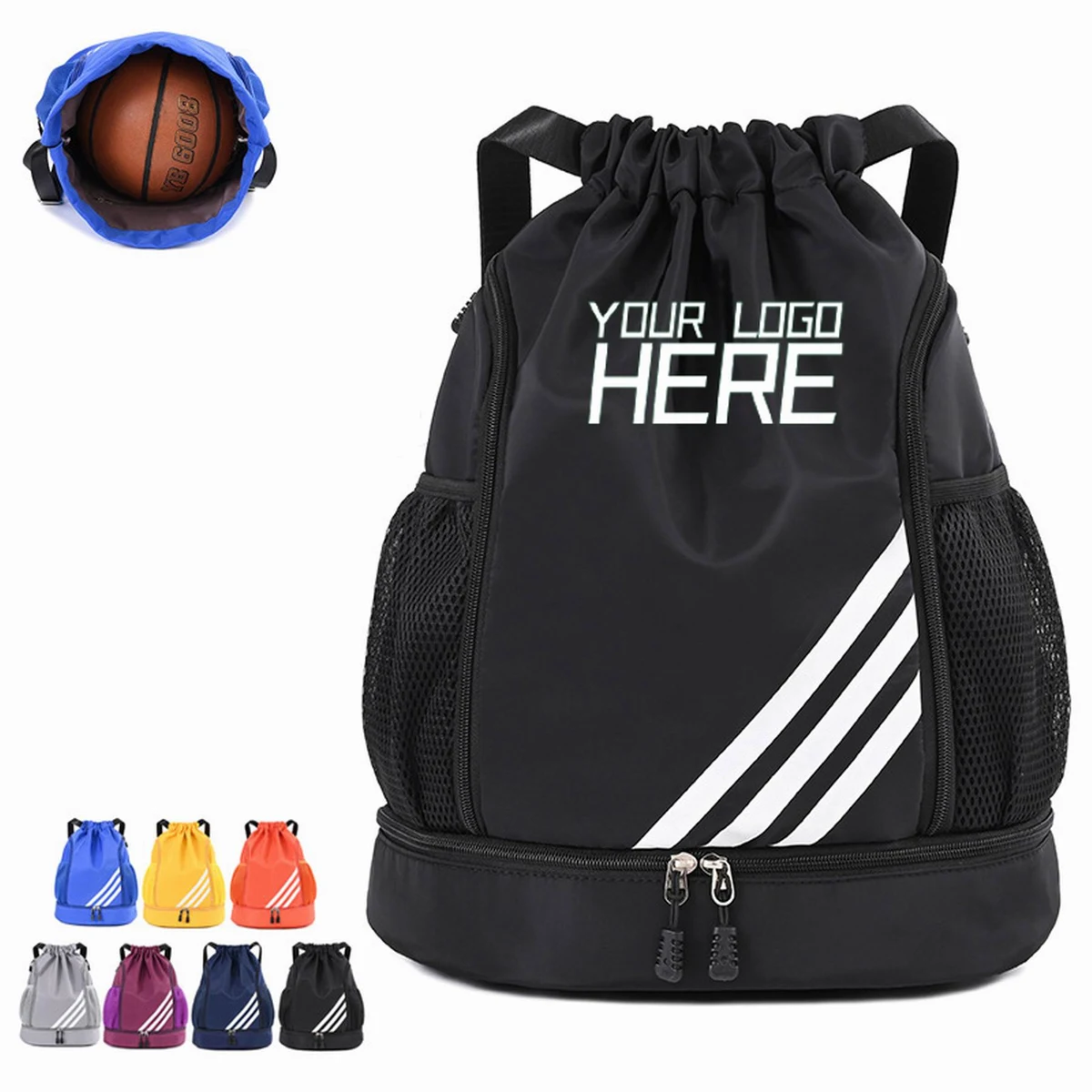 Waterproof Drawstring Backpack With Shoe Compartment 1