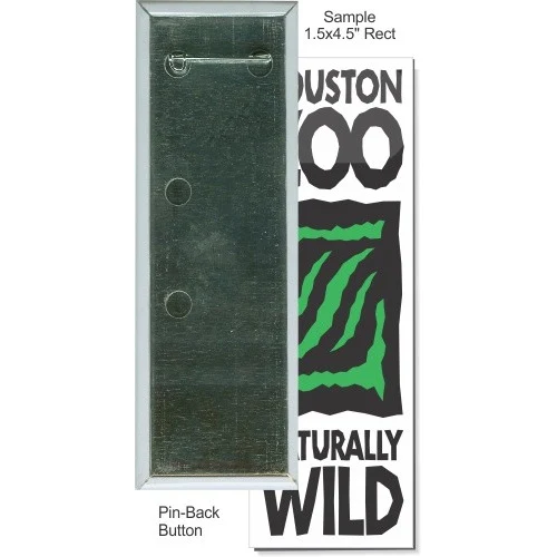 Pin-back 1 1/2 Inch X 4 1/2 Inch Rectangular Button 1