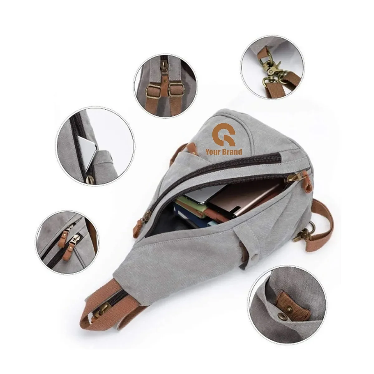 Lightweight Nylon Crossbody Backpack All-Over Printing 1