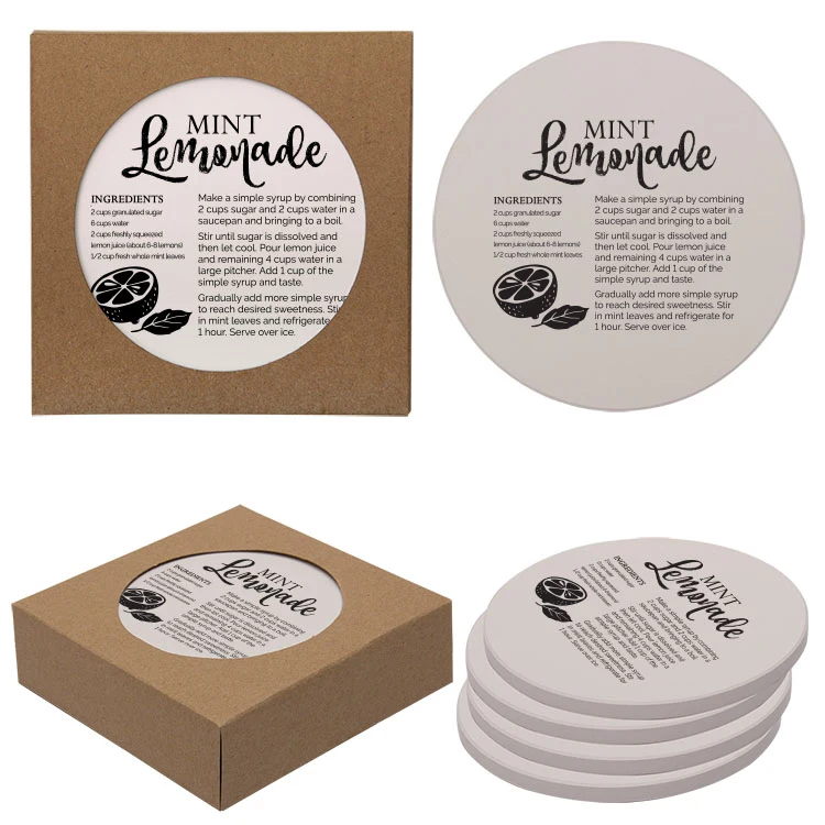 Round Absorbent Stone Coaster 4 Pack 1