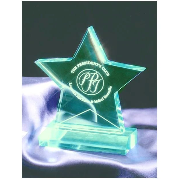 5" x 5" Jade Star Acrylic Award on Base 1