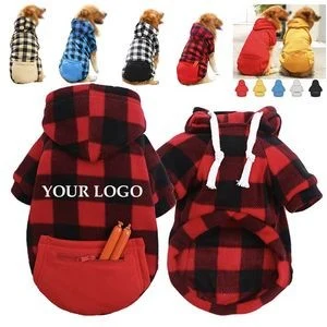 Pets Clothing Thick Polyester Dogs Winter Plaid Hoodies Sweatshirts 1