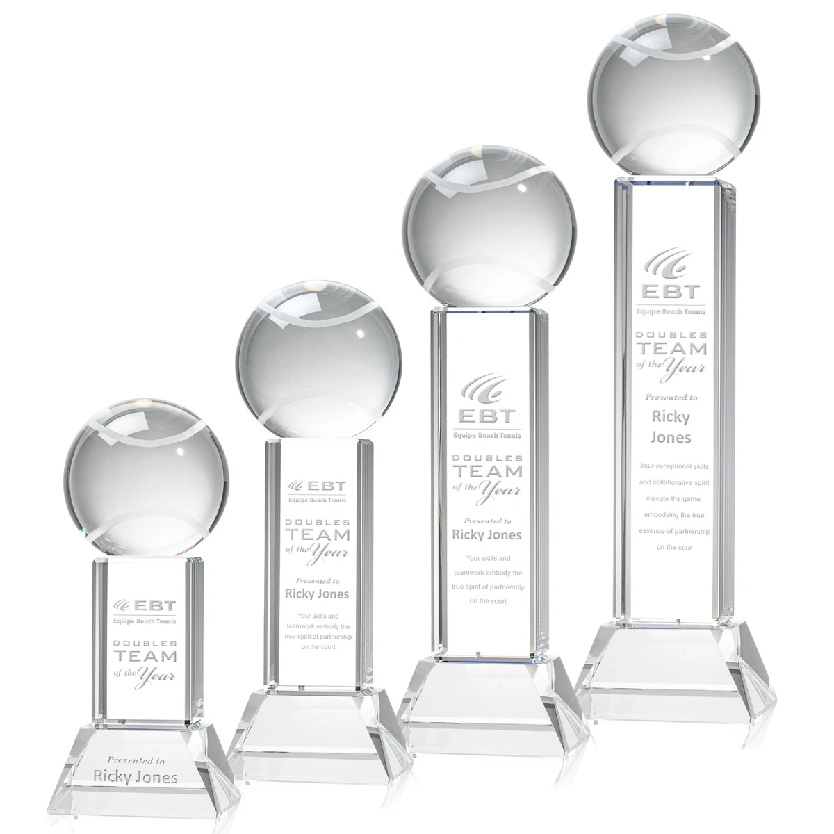Tennis Ball Award on Stowe Base - Clear 1