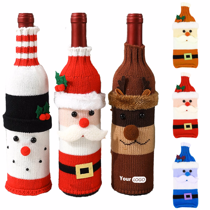 Other Fabric Charming Knit Wine Bottle Decorations For The Holidays