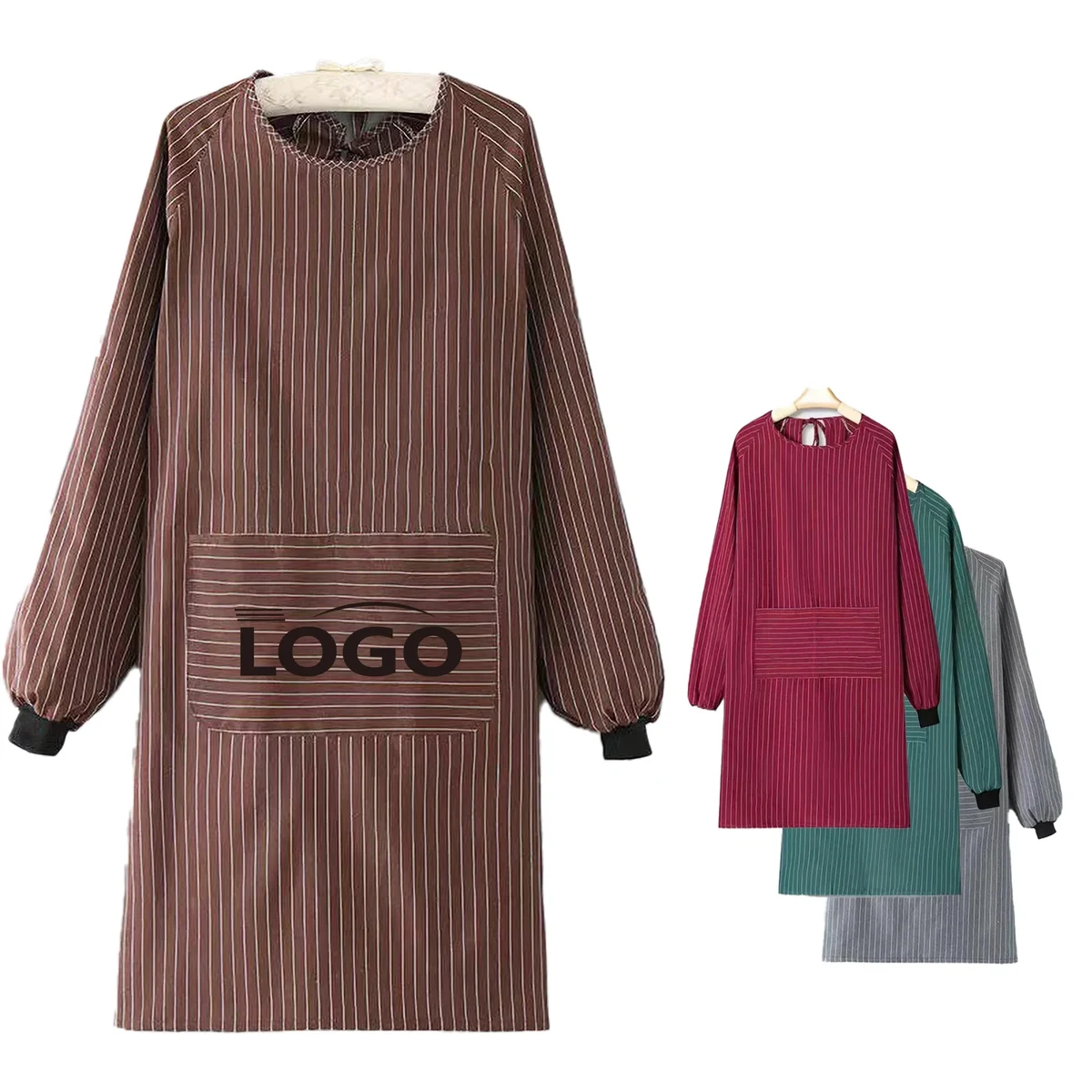 Long Sleeve Breathable Apron All-Size Fit Tool Pocket 1