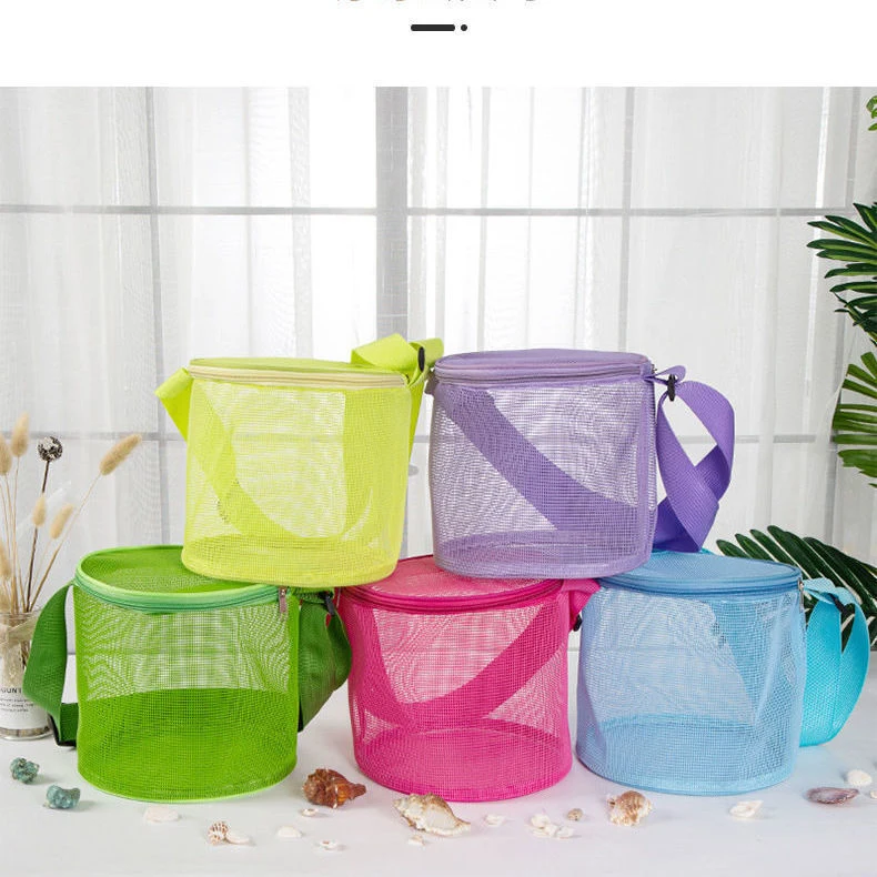 Cylindrical Mesh Tote Shell Bags 1