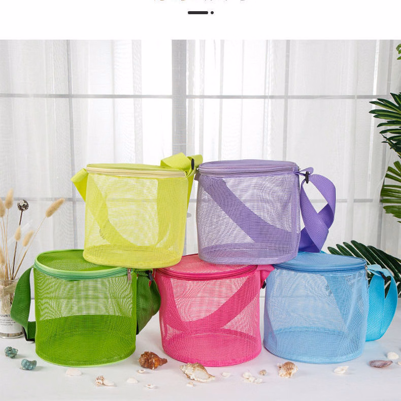Cylindrical Mesh Tote Shell Bags