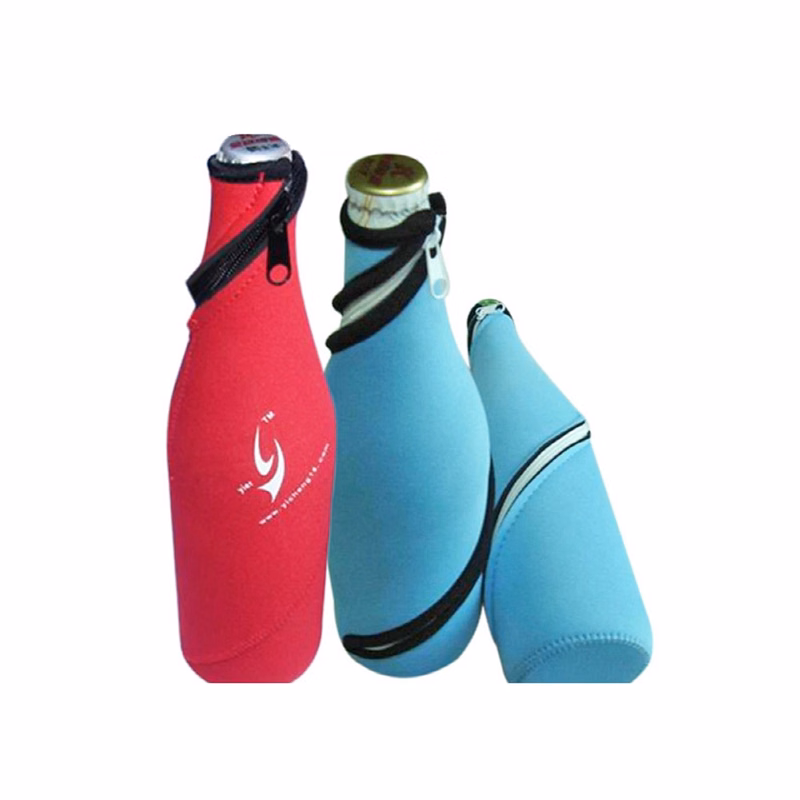 Neoprene Cooler Bottle Holder with Screw Zipper