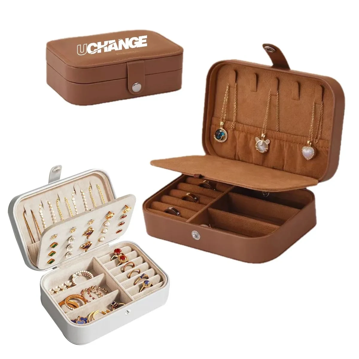 Travel Jewelry Box With Necklace Hooks And Ring Slots 1