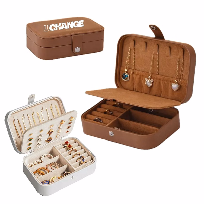Travel Jewelry Box With Necklace Hooks And Ring Slots