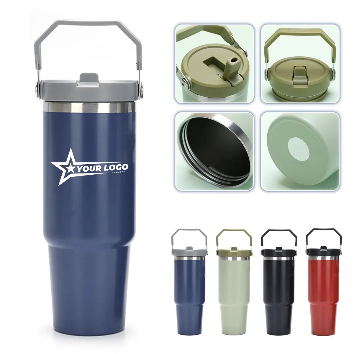 30oz. Lid Straw Stainless Steel Vacuum Insulated Tumbler 1