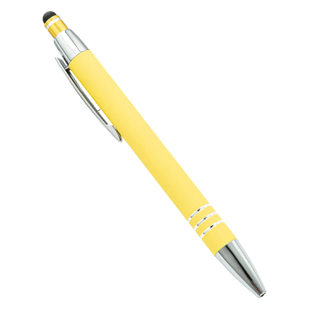 Metal Ballpoint Pen With Capacitive Stylus Rubberized Barrel Chrome Trim 1