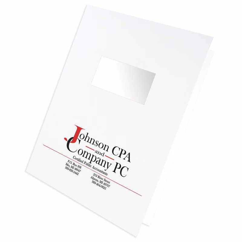 Tax and Report Cover with Window Printed 2 PMS Colors