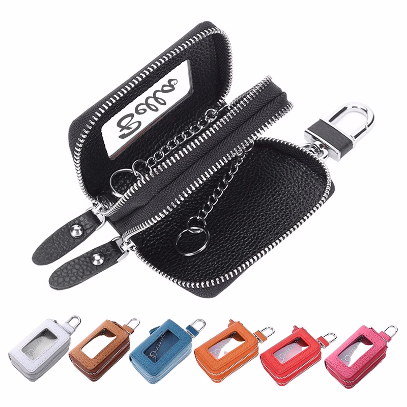 Durable car key bag w/ double zippers