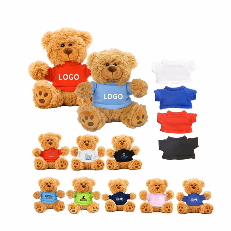 6" Plush Teddy Bear With Choice of T-Shirt Color