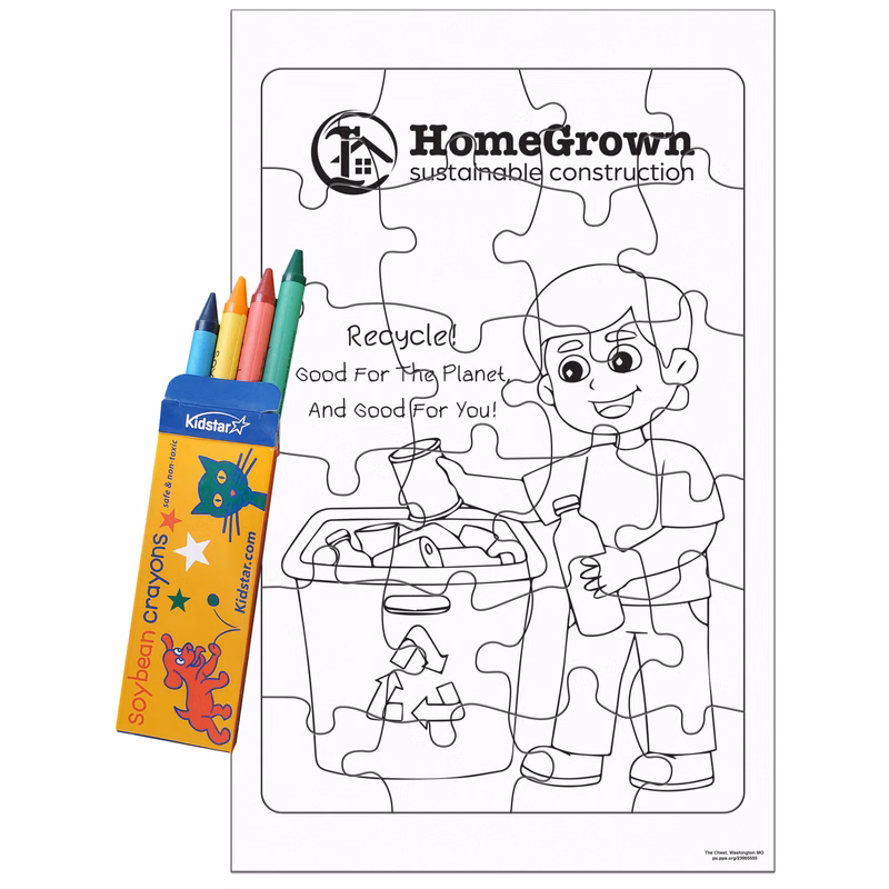 24 Pieces - 10 1/2" x 6 5/8" Coloring Tray Puzzle - Recycle