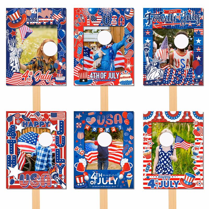 USA Patriotic Photo Booth Frame Prop DIY Decoration