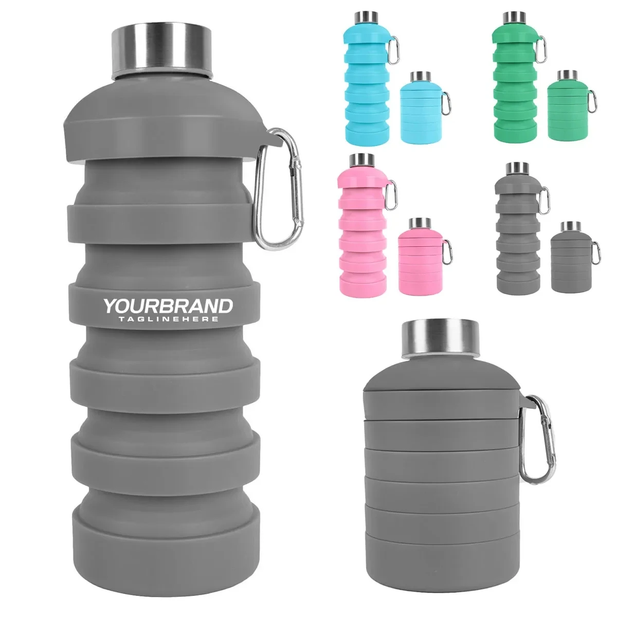 In Stock 1000ML Silicone Foldable Collapsible Water Bottle 1