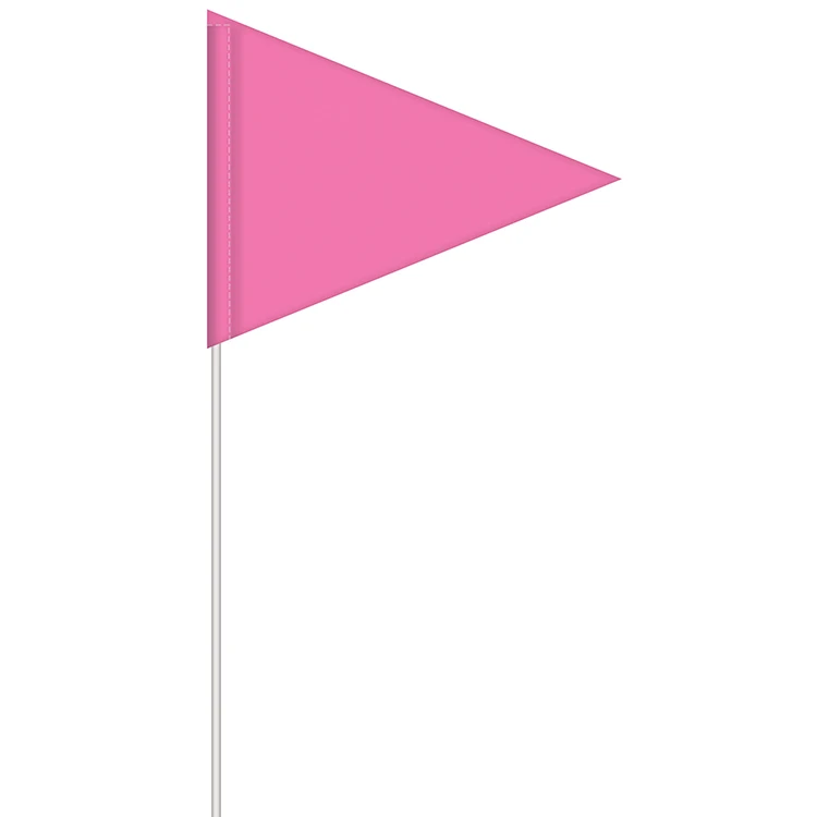 Solid Color Pink Pennant Field Flag w/White Staff 1