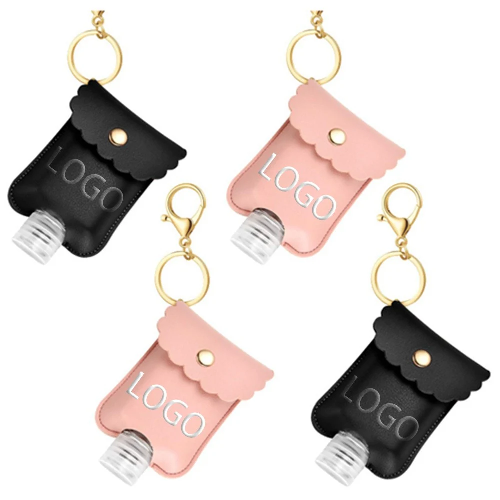 Leather Sanitizer Holder w/Key Ring 1