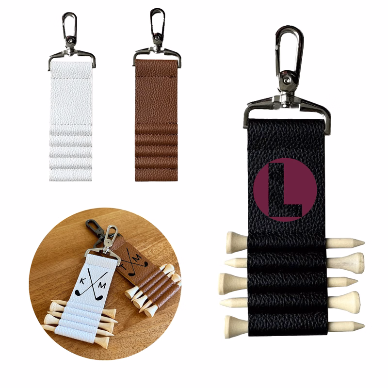 PU Leather Golf Tee Holder with Clip