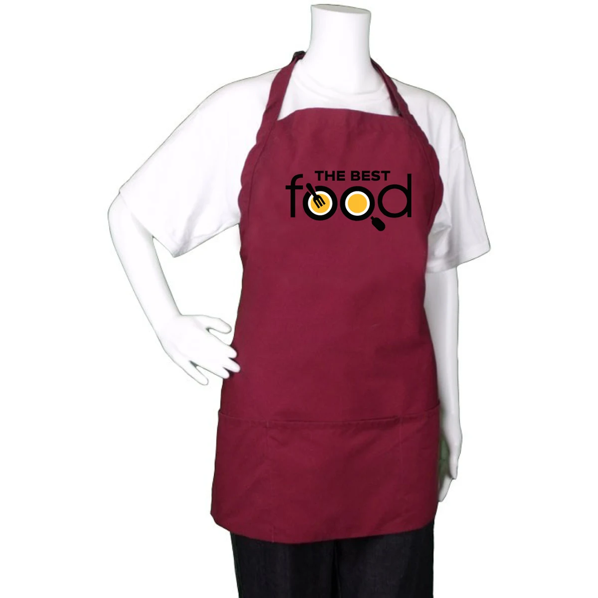 Burgundy Restaurant-Style Bib Apron 1