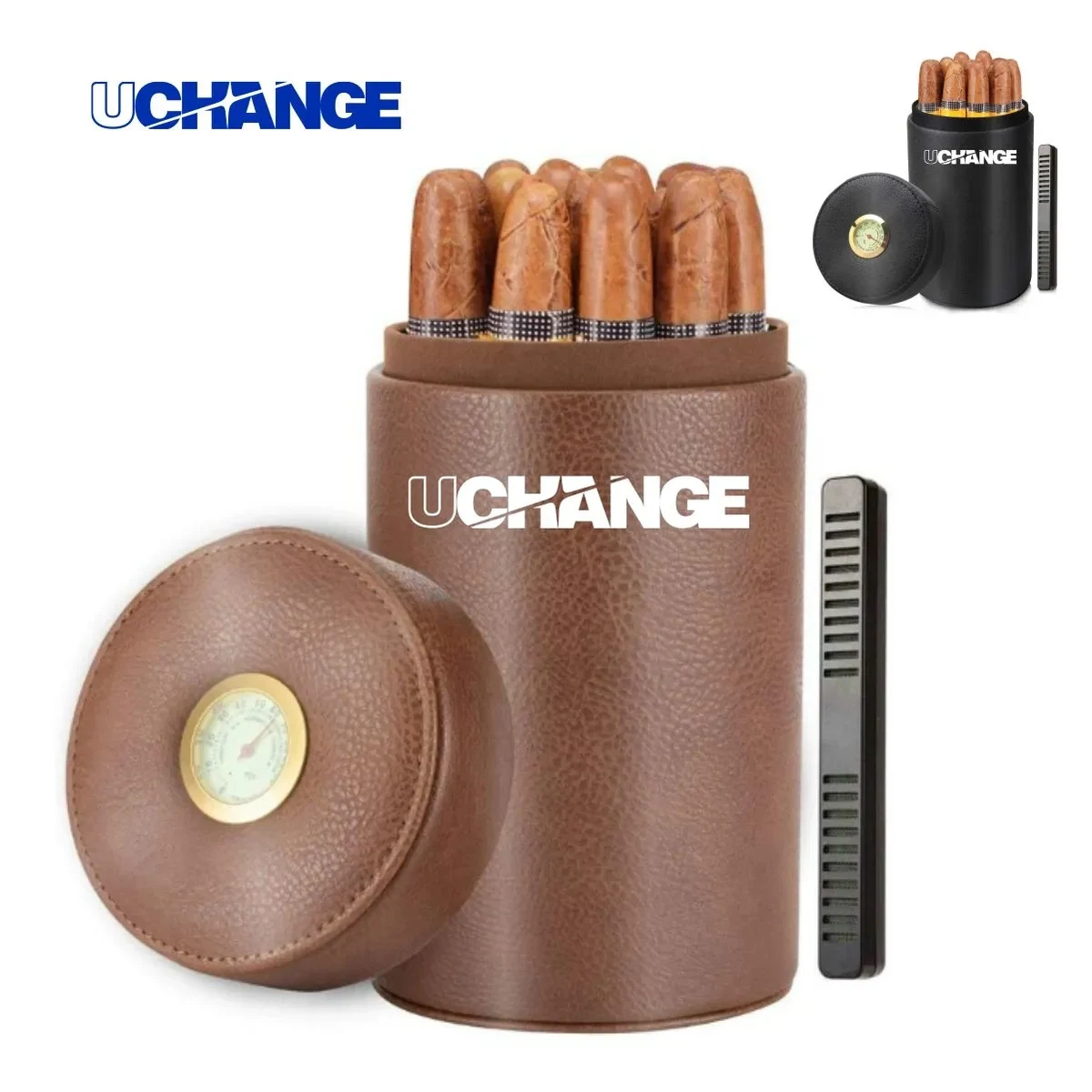 Leather Travel Cigar Humidor With Hygrometer 1