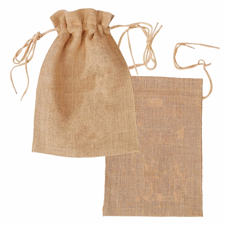The Small Natural Drawstring Jute Tote
