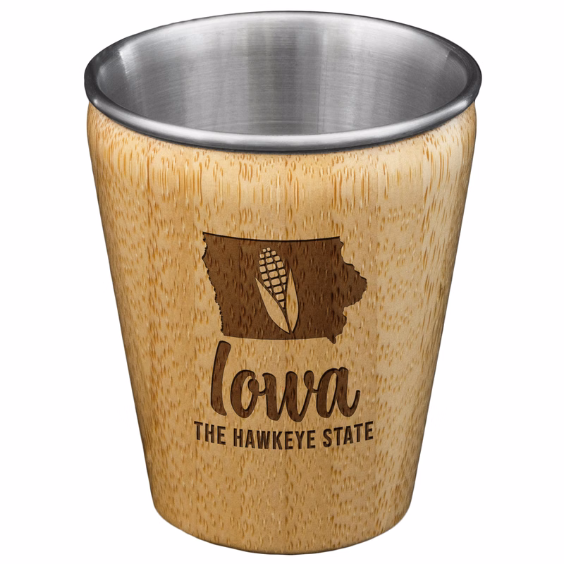Iowa State Bamboo and Stainless Steel Shot Glass