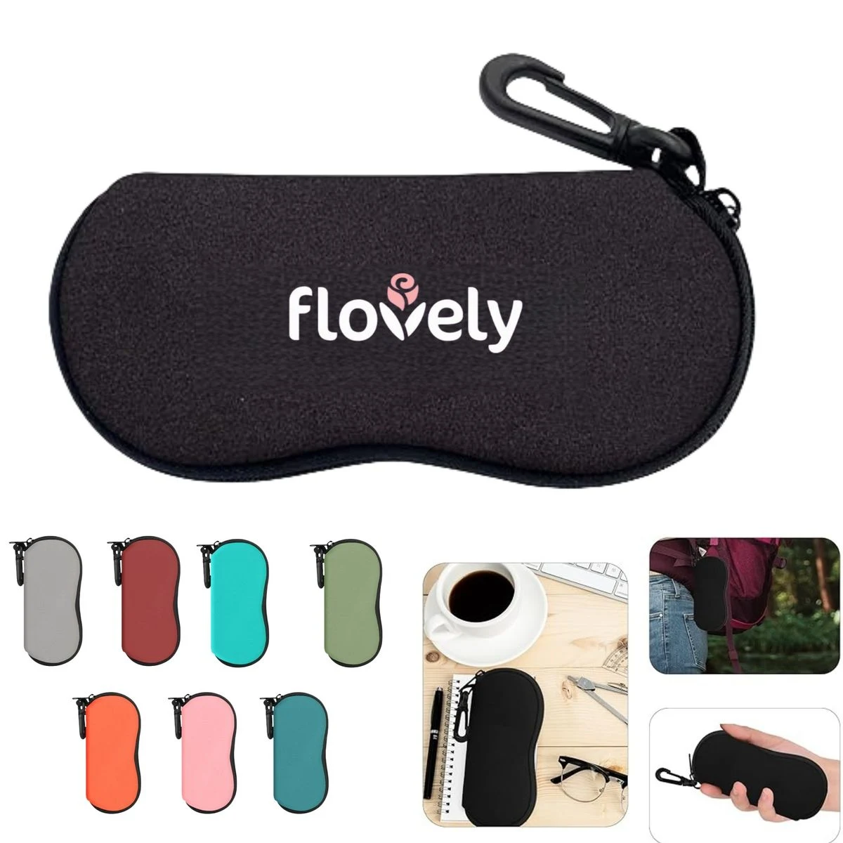 Neoprene Sunglasses Case with Carabiner 1