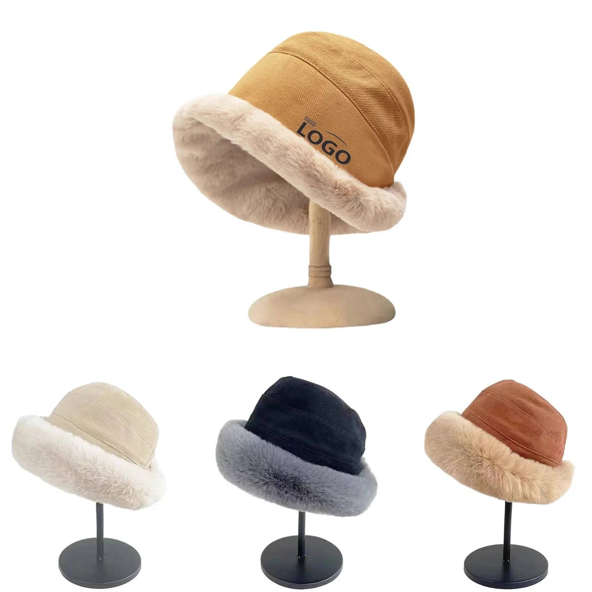 Winter Fashion Thickened Warm Solid Color Fisherman Hat 1