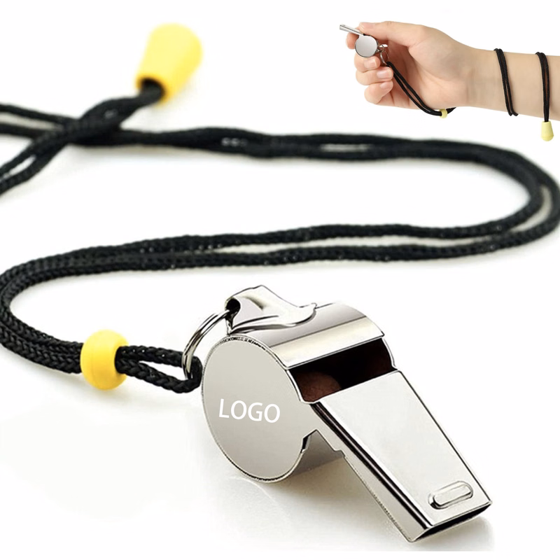 Stainless Steel Whistle With Lanyard