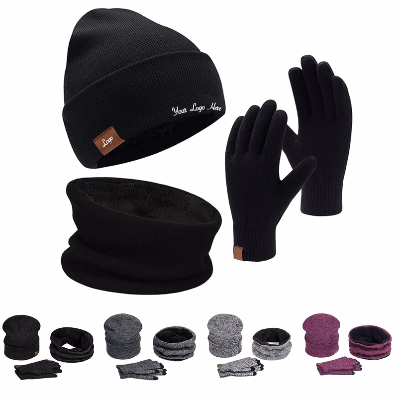 Winter Beanie Hat Touchscreen Gloves Scarf Gifts Set