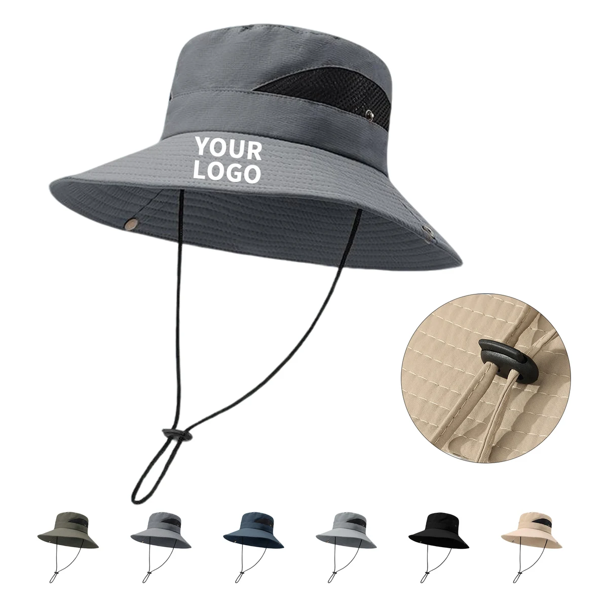 Wide Brim Bucket Hat With Adjustable Drawstring 1