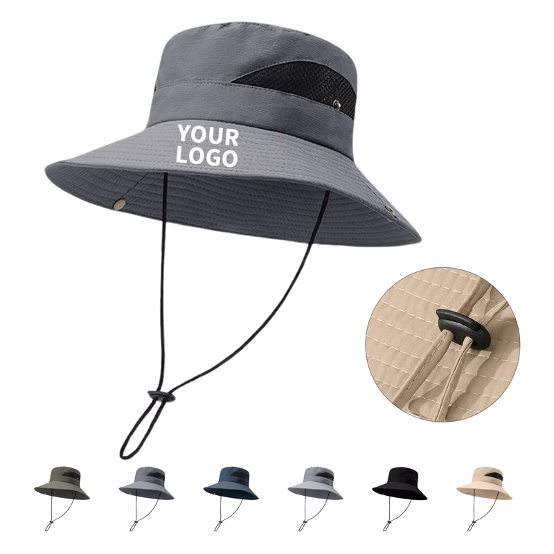 Wide Brim Bucket Hat With Adjustable Drawstring