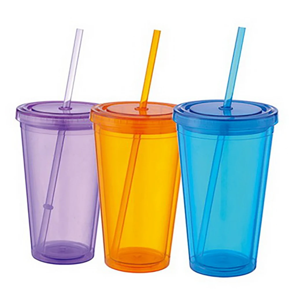 16 Oz. Acrylic Tumbler w/Lid & Straw 1