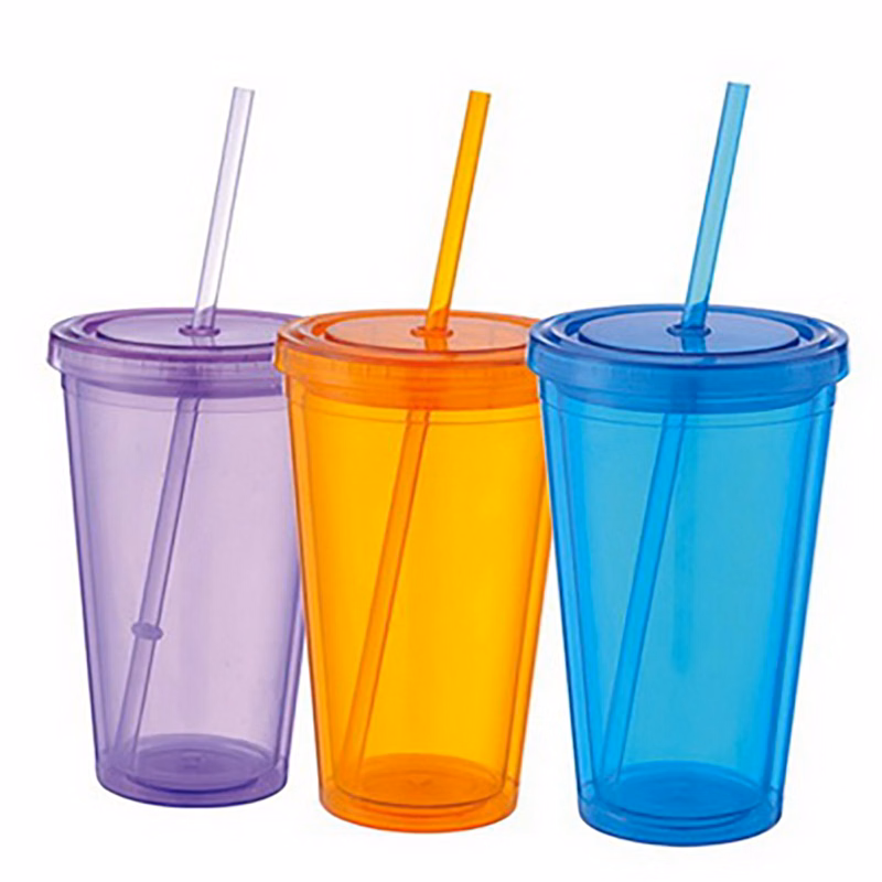 16 Oz. Acrylic Tumbler w/Lid & Straw